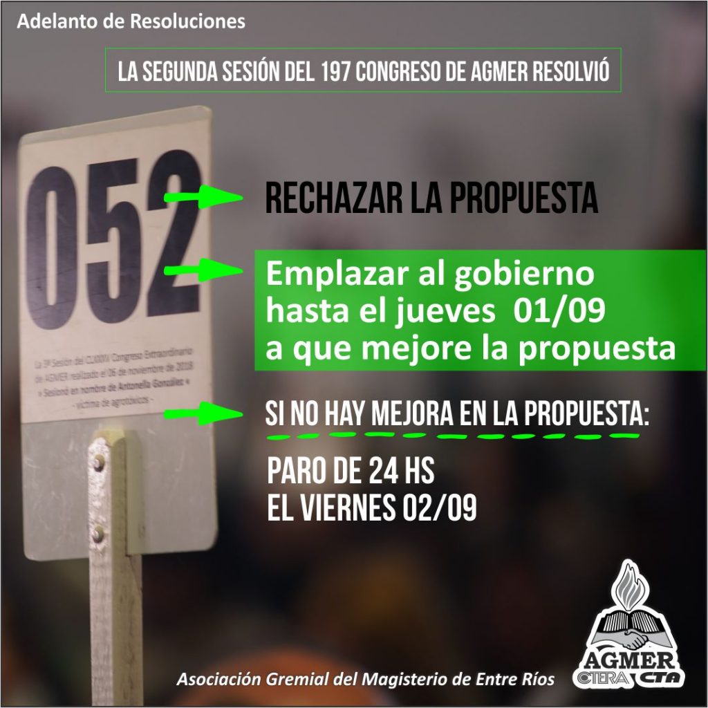 Agmer rechazó la oferta salarial y evalúa un paro docente para el viernes