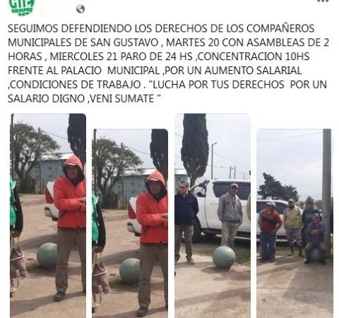 San Gustavo: Empleados municipales realizaran un paro de 24 horas con movilización “Tenemos salarios por debajo de la indigencia, dijeron.”.