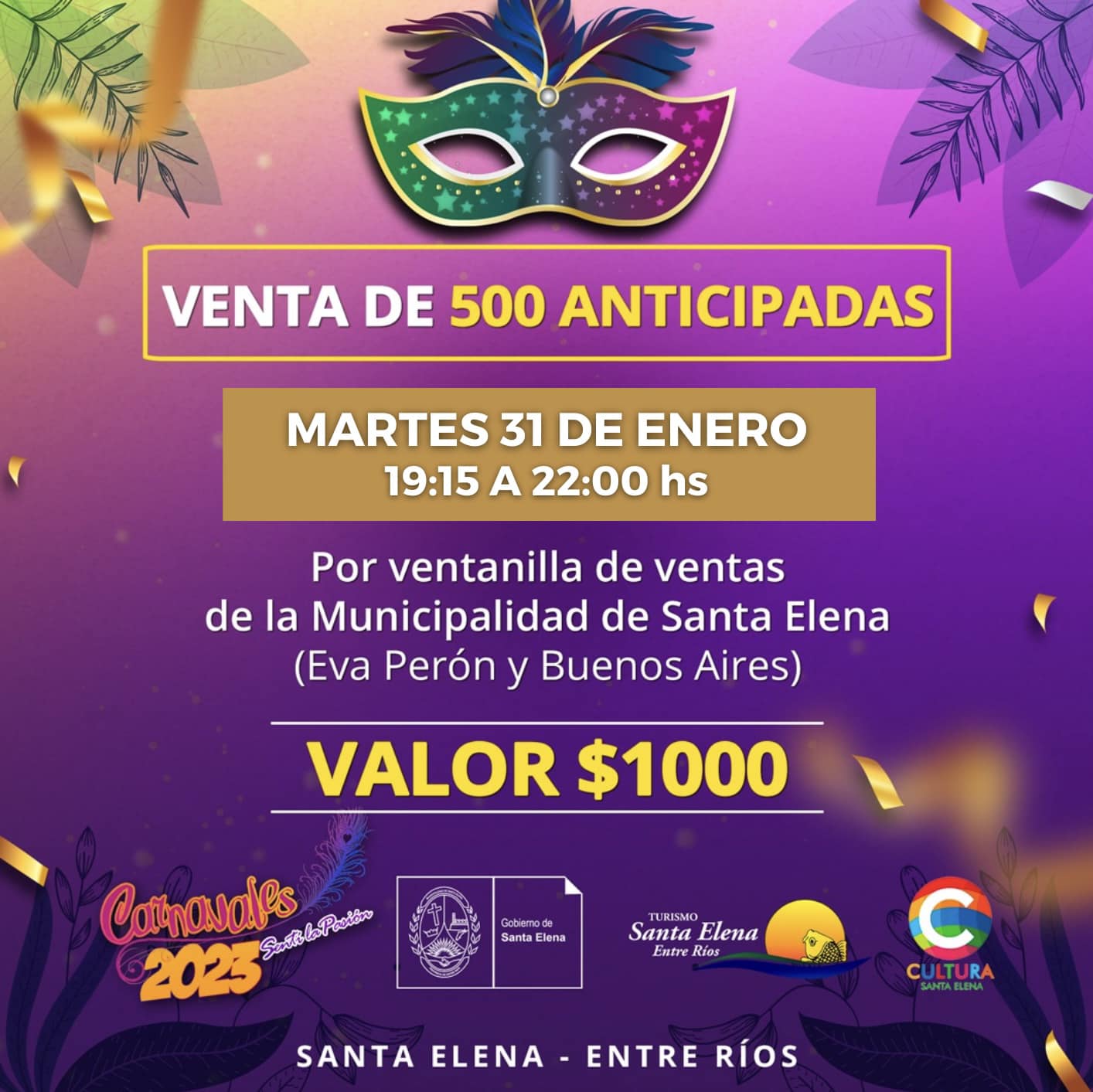 Entradas anticipadas a la venta para la cuarta noche del carnaval de Santa Elena