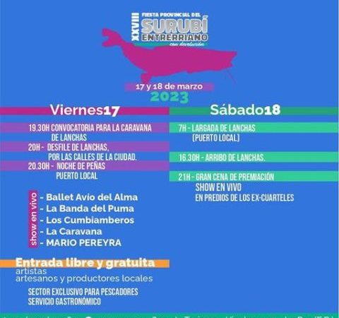 La Paz: 17 y 18 de marzo XXVIII  Fiesta Provincial del Surubí Entrerriano con devolución