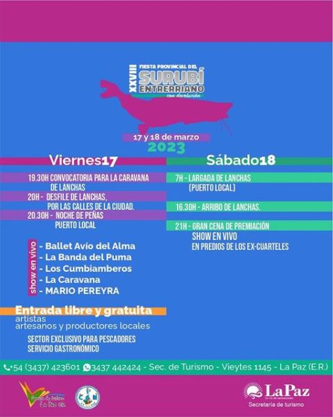La Paz: 17 y 18 de marzo XXVIII  Fiesta Provincial del Surubí Entrerriano con devolución