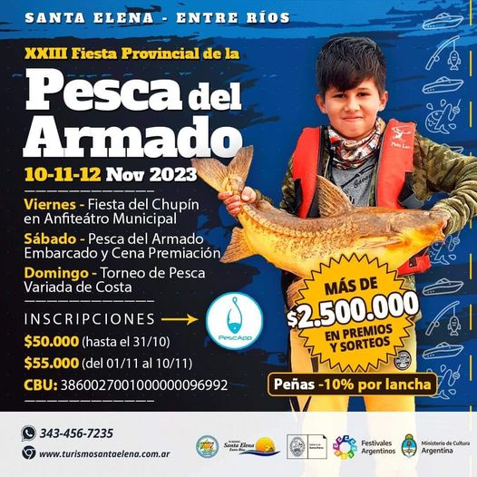 Santa Elena: El sábado 16 se abrieron las inscripciones para la XXIII Fiesta Provincial de la Pesca del Armado