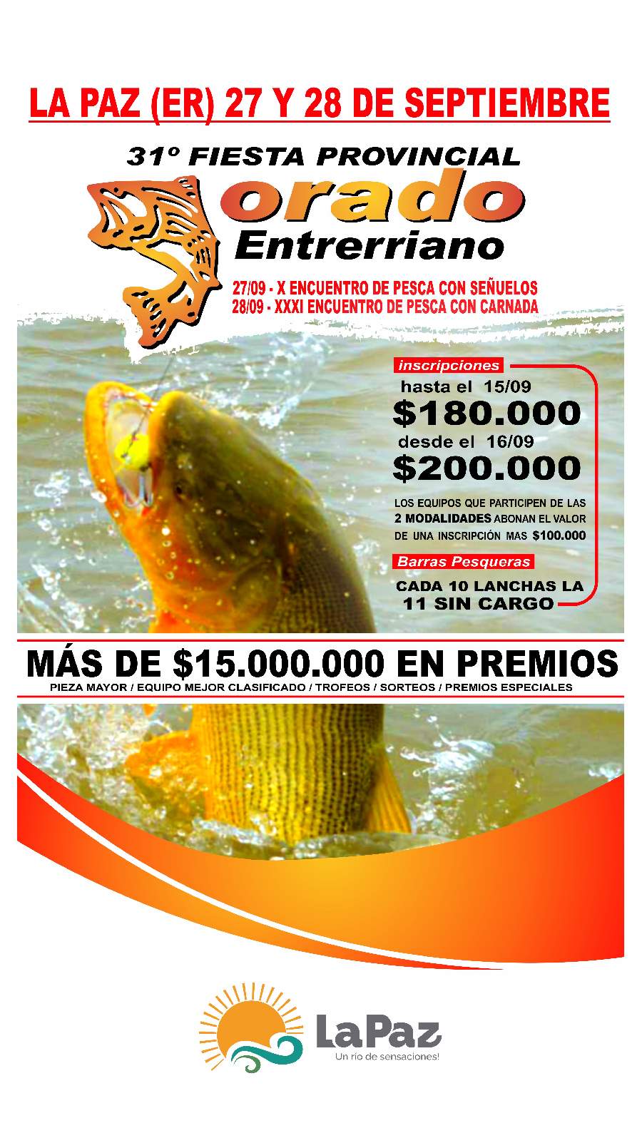 La Paz : Próximo 27 y 28 de septiembre  Fiesta Provincial del Dorado Entrerriano
