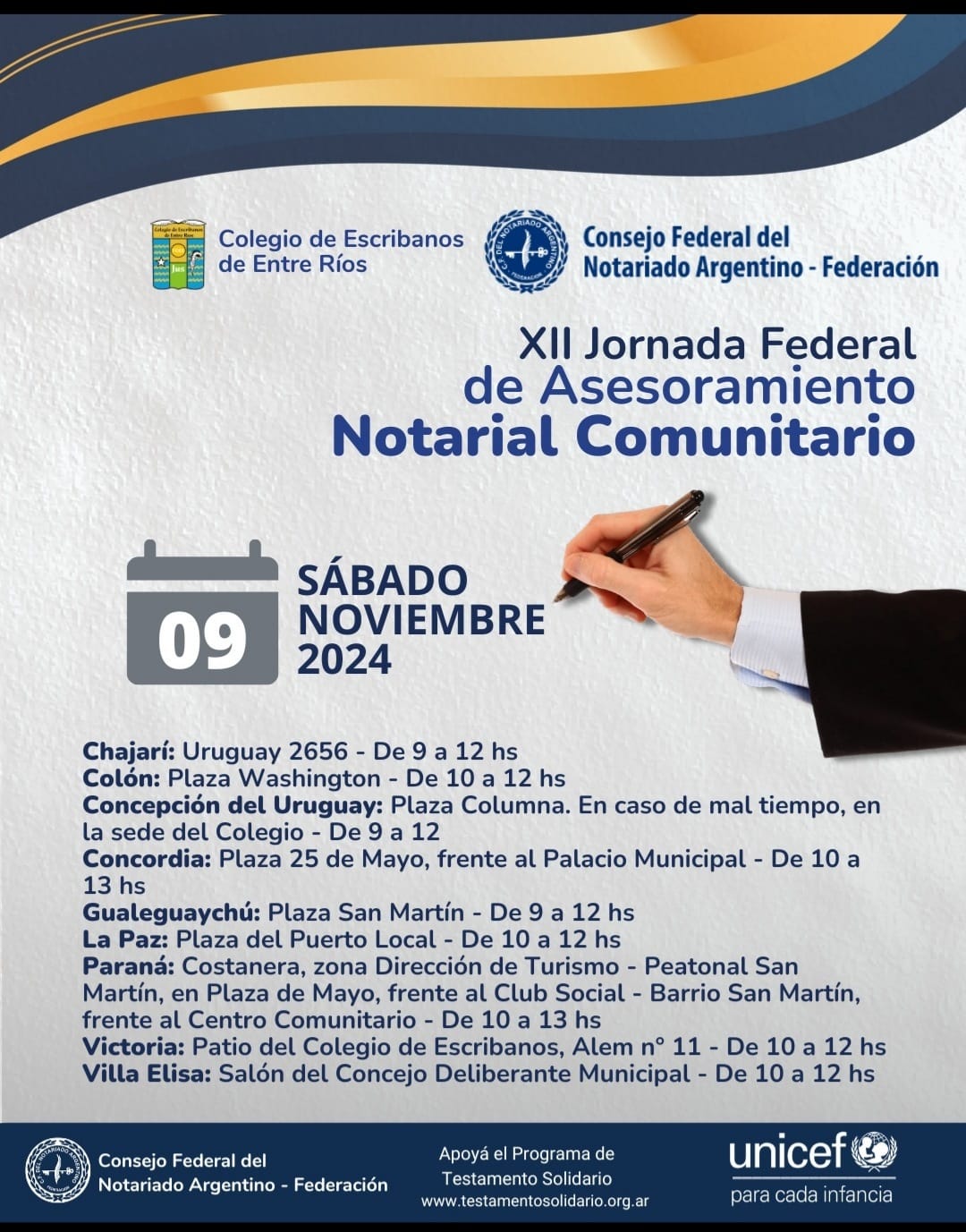 Escribanos brindarán asesoramiento gratuito en varias localidades entrerrianas, entre las que se encuentra La Paz.
