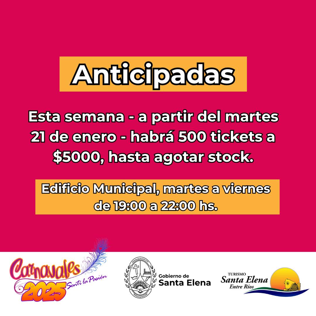 Comenzó la venta de entradas para la primer noche del carnaval “Sentí la Pasión” en Santa Elena