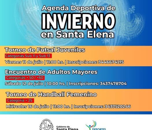 Santa Elena: Actividades deportivas programadas durante el receso invernal