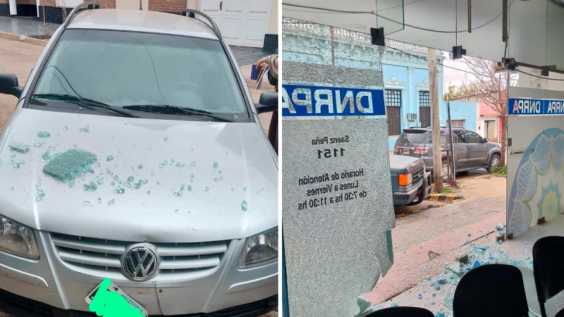 La Paz: Por un desperfecto mecánico, un auto chocó contra el Registro Automotor