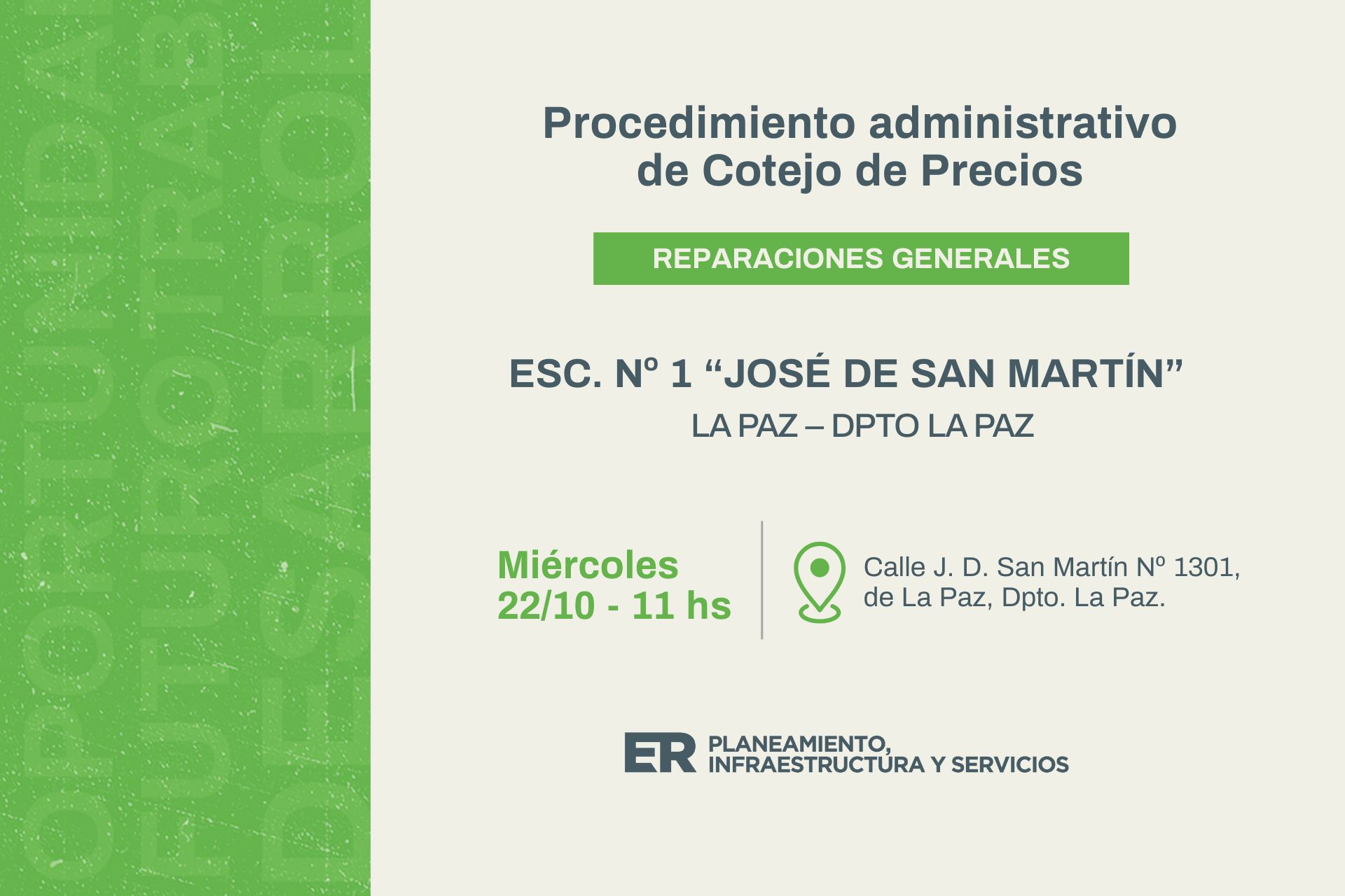 La Paz: Con mejoras en la instalación eléctrica, se intervendrá la Escuela Nº 1 San Martín