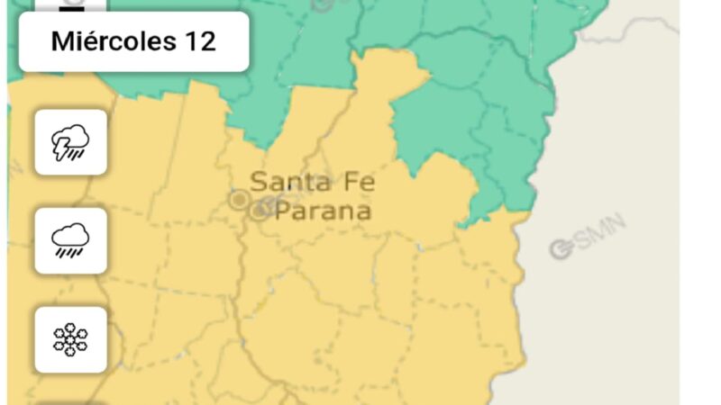 Se renovó la alerta amarilla por lluvias y tormentas para este martes y miércoles