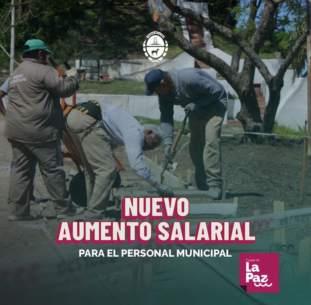 La Paz: Municipales recibirán un incremento del 6,5%   y contratados un bono extraordinario de 150 mil pesos                                                                                                                                                                                                                                                                                                                                                                                                      rabajadores municipales recibirán un incremento del 6,5% sobre los salarios básicos vigentes a marzo de 2025. 📌Además, los programas sociales y el personal contratado percibirán un bono extraordinario de $150.000 que será abonado en este último mes del año. Asimismo, el medio aguinaldo se pagará el día 18 del corriente mes. ✔️“Este acuerdo reafirma nuestro compromiso con la mejora del salario y las condiciones laborales de todos los trabajadores municipales”, manifestó el intendente Martin.