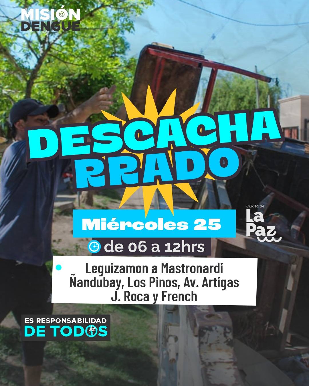 Dengue: Este miércoles se realizará un operativo de descacharrado en zona Bº Milagrosa