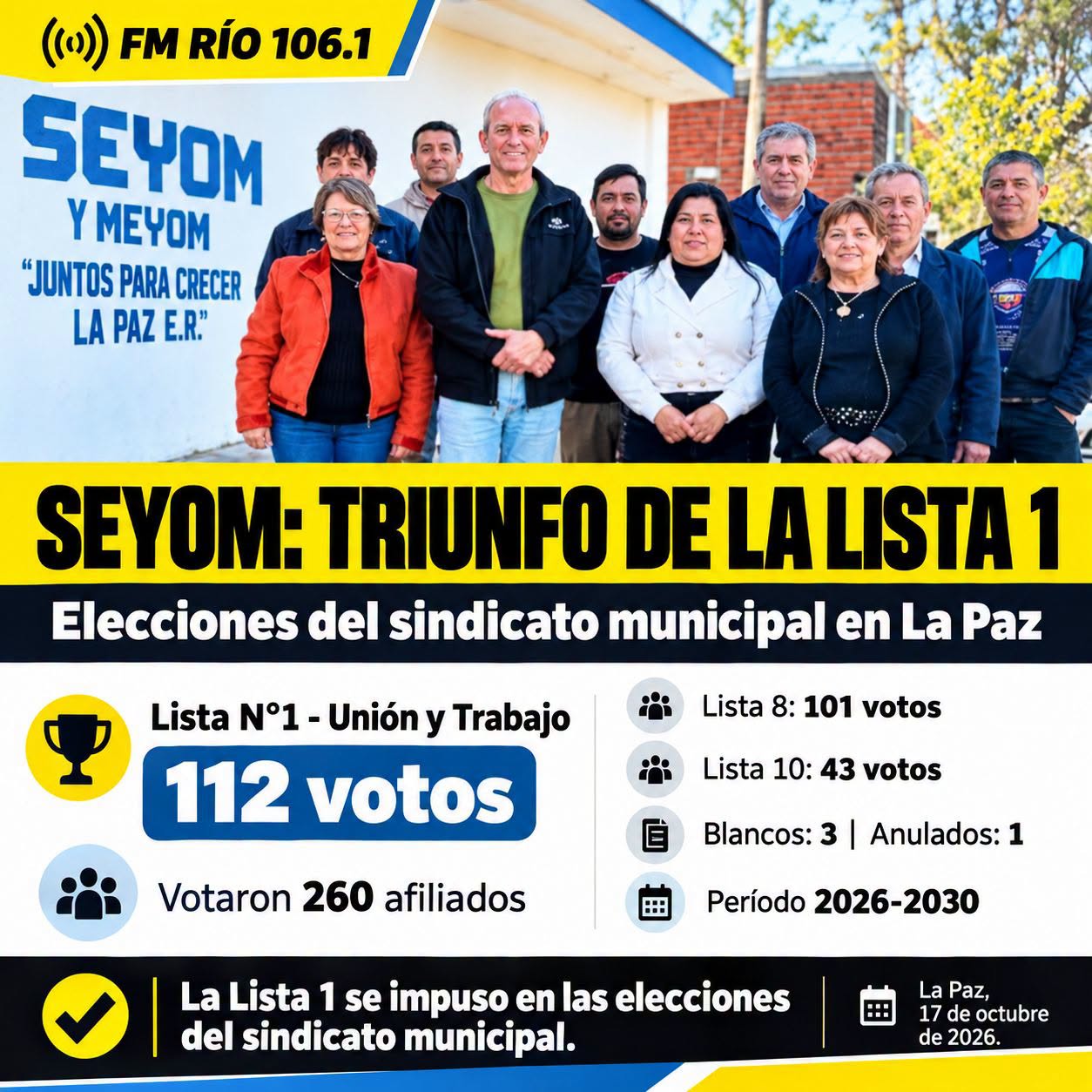 Seyom: La lista 1 se impuso en las elecciones del sindicato municipal de La Paz