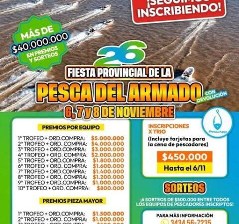 Santa Elena: Continúan las inscripciones para 26ª Fiesta Provincial de la Pesca del Armado